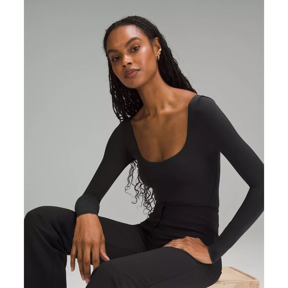 Wundermost Ultra-Soft Nulu Square-Neck Long-Sleeve Bodysuit XL BLACK NWT - Picture 3 of 12